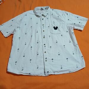 Junk Food Disney XL Men’s Shirt - Mickey W/ Palm Trees- 100% Cotton Button Down